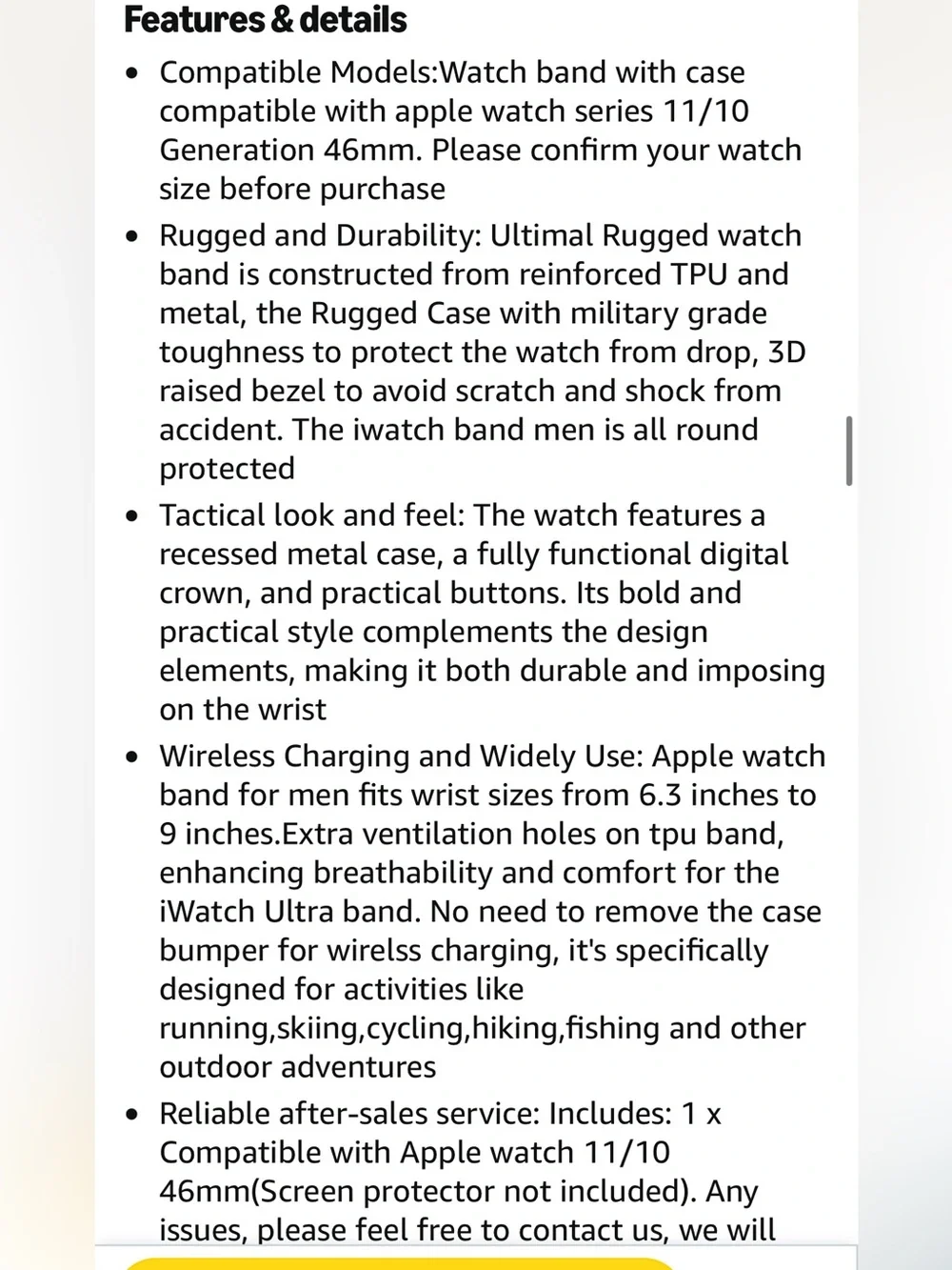 Rugged Smartwatch Band 46mm for Apple Series 11/10 BLACK Fits 6.3-9” wrist